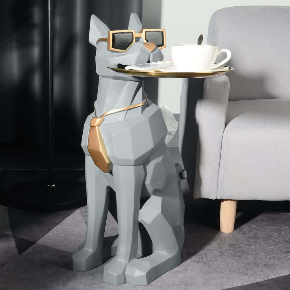 Modern Resin Dog-Shaped Side Table With Tissue Storage