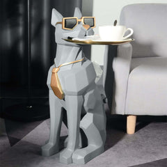 Modern Resin Dog-Shaped Side Table With Tissue Storage