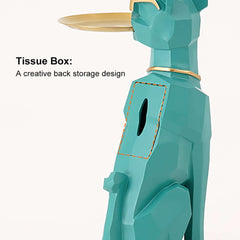 Modern Resin Dog-Shaped Side Table With Tissue Storage
