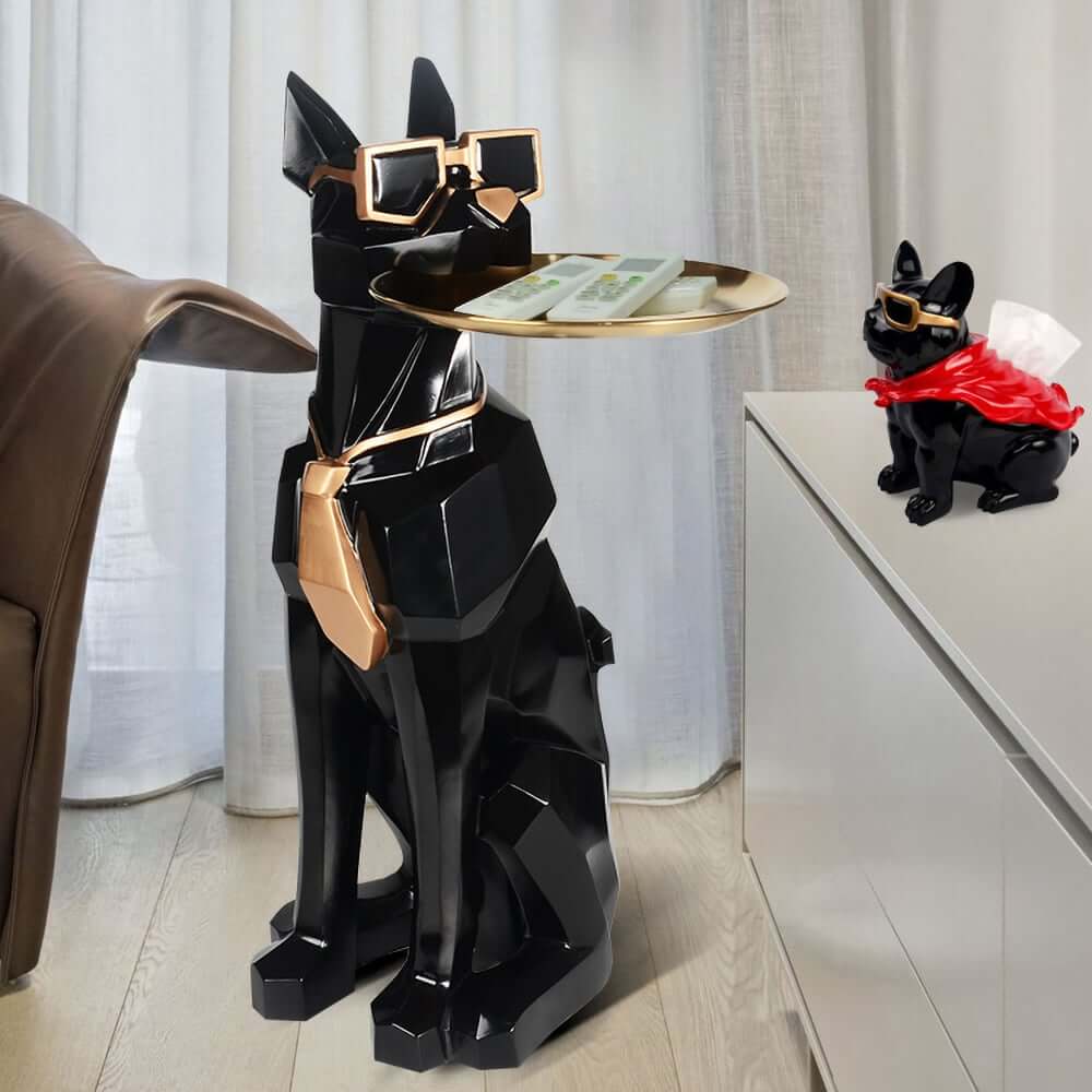 Modern Resin Dog-Shaped Side Table With Tissue Storage
