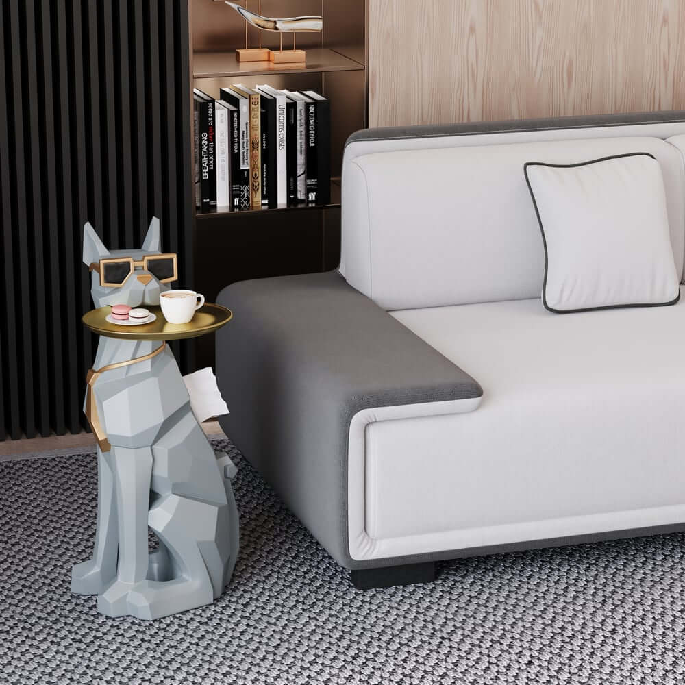 Modern Resin Dog-Shaped Side Table With Tissue Storage