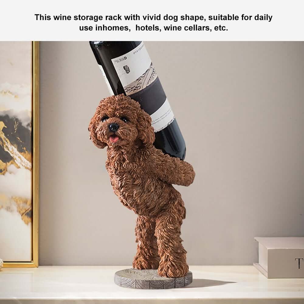Modern Resin Dog Wine Bottle Rack, Brown, No Assembly Needed