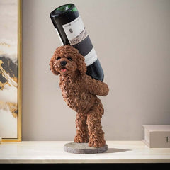 Modern Resin Dog Wine Bottle Rack, Brown, No Assembly Needed