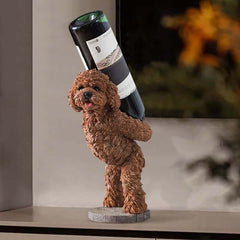 Modern Resin Dog Wine Bottle Rack, Brown, No Assembly Needed
