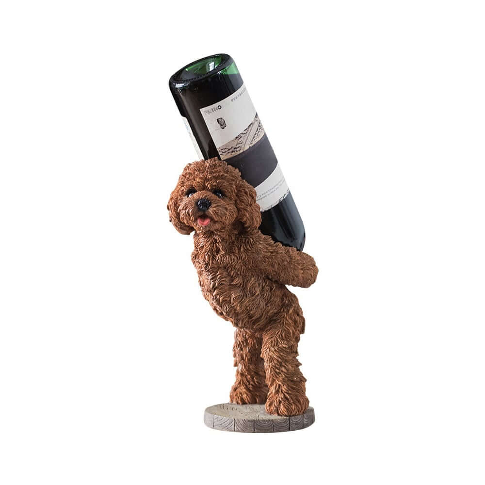Modern Resin Dog Wine Bottle Rack, Brown, No Assembly Needed
