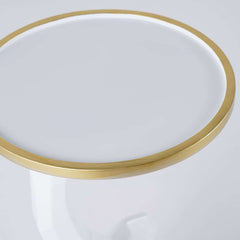 Modern Resin Elephant Side Table - White and Gold Finish