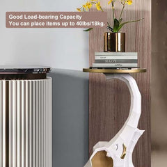 Modern Resin Elephant Side Table - White and Gold Finish