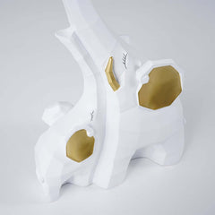Modern Resin Elephant Side Table - White and Gold Finish