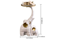 Modern Resin Elephant Side Table - White and Gold Finish Dimensions