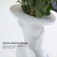 Modern Resin Floral Arrangement with Artificial Roses and Sculptural Vase