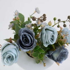Modern Resin Floral Arrangement with Artificial Roses and Sculptural Vase