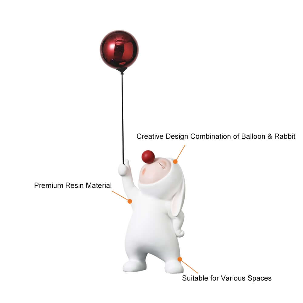 Modern Resin Home Sculpture with Balloon and Rabbit Design