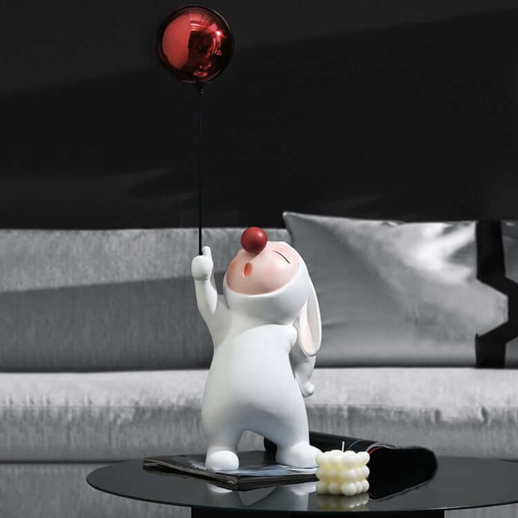 Modern Resin Home Sculpture with Balloon and Rabbit Design