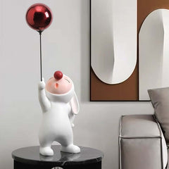 Modern Resin Home Sculpture with Balloon and Rabbit Design