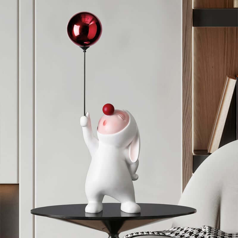 Modern Resin Home Sculpture with Balloon and Rabbit Design Main Product Image