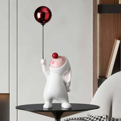 Modern Resin Home Sculpture with Balloon and Rabbit Design Main Product Image