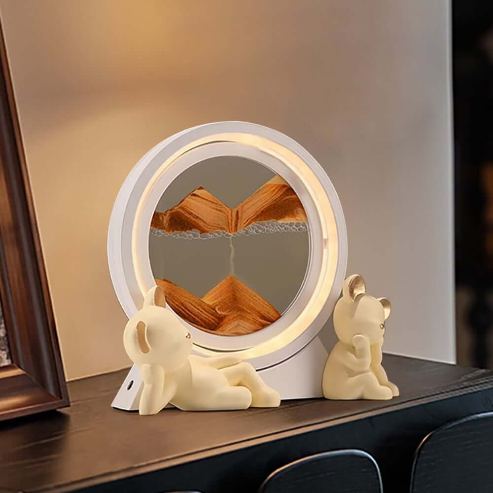 Modern Resin LED Round Sand Art Lamp with 360 Rotating Design