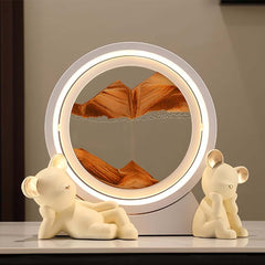 Modern Resin LED Round Sand Art Lamp with 360 Rotating Design