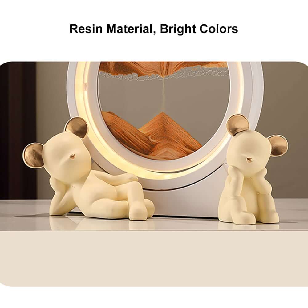 Modern Resin LED Round Sand Art Lamp with 360 Rotating Design