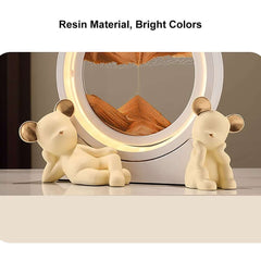 Modern Resin LED Round Sand Art Lamp with 360 Rotating Design