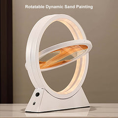 Modern Resin LED Round Sand Art Lamp with 360 Rotating Design