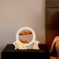 Modern Resin LED Round Sand Art Lamp with 360 Rotating Design