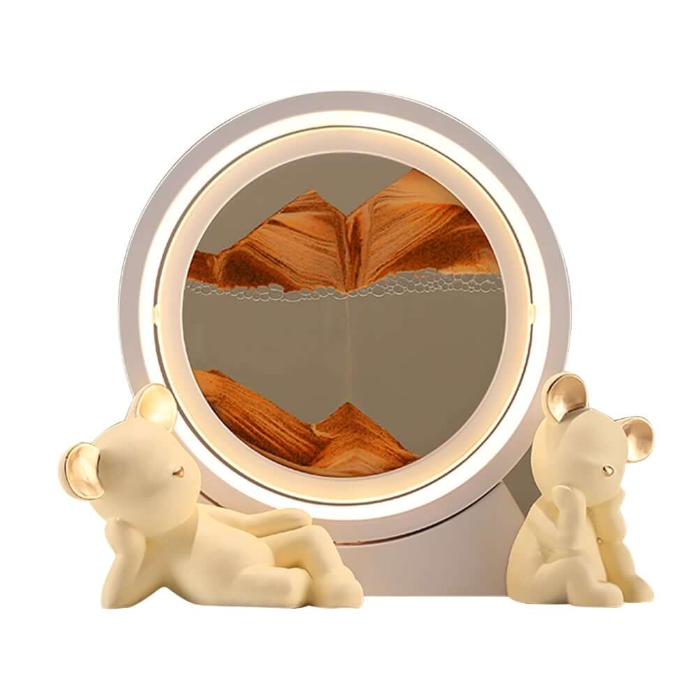 Modern Resin LED Round Sand Art Lamp with 360 Rotating Design