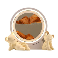 Modern Resin LED Round Sand Art Lamp with 360 Rotating Design