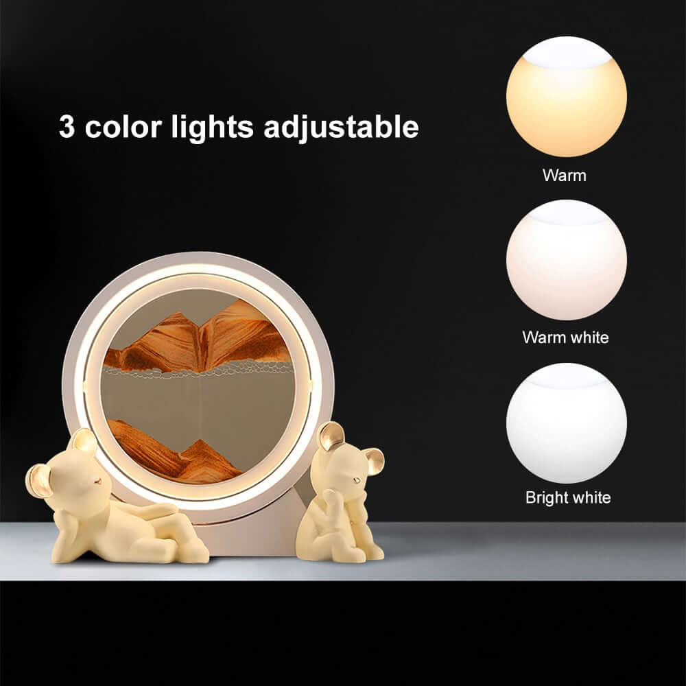 Modern Resin LED Round Sand Art Lamp with 360 Rotating Design