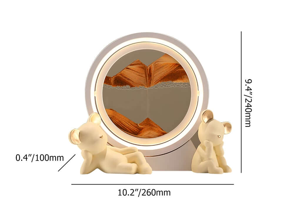 Modern Resin LED Round Sand Art Lamp with 360 Rotating Design Dimensions