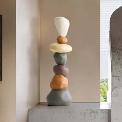 Modern Resin Rock Sculpture – Multi-Color Stacked Stone Floor Accent