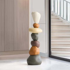Modern Resin Rock Sculpture – Multi-Color Stacked Stone Floor Accent