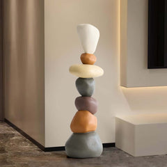 Modern Resin Rock Sculpture – Multi-Color Stacked Stone Floor Accent