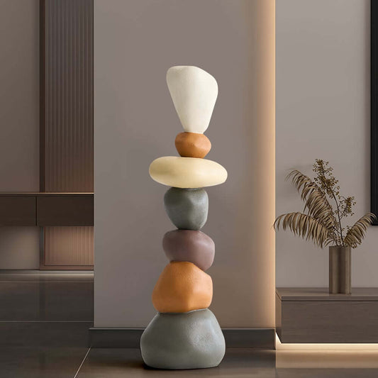 Modern Resin Rock Sculpture – Multi-Color Stacked Stone Floor Accent