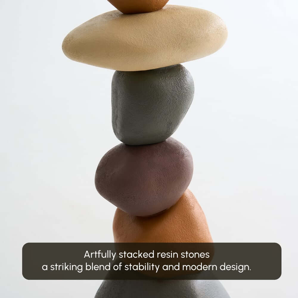 Modern Resin Rock Sculpture – Multi-Color Stacked Stone Floor Accent