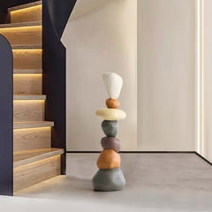 Modern Resin Rock Sculpture – Multi-Color Stacked Stone Floor Accent