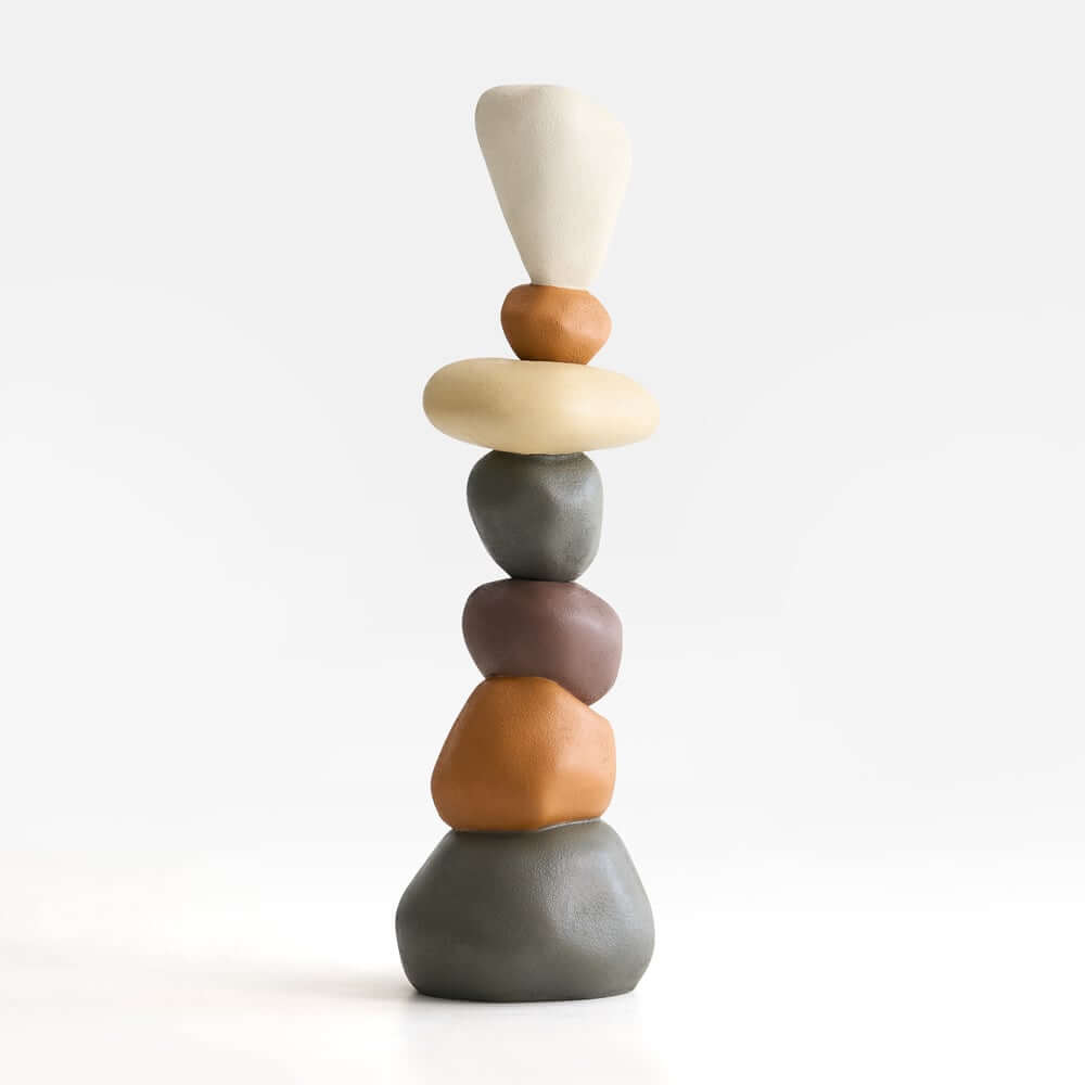Modern Resin Rock Sculpture – Multi-Color Stacked Stone Floor Accent