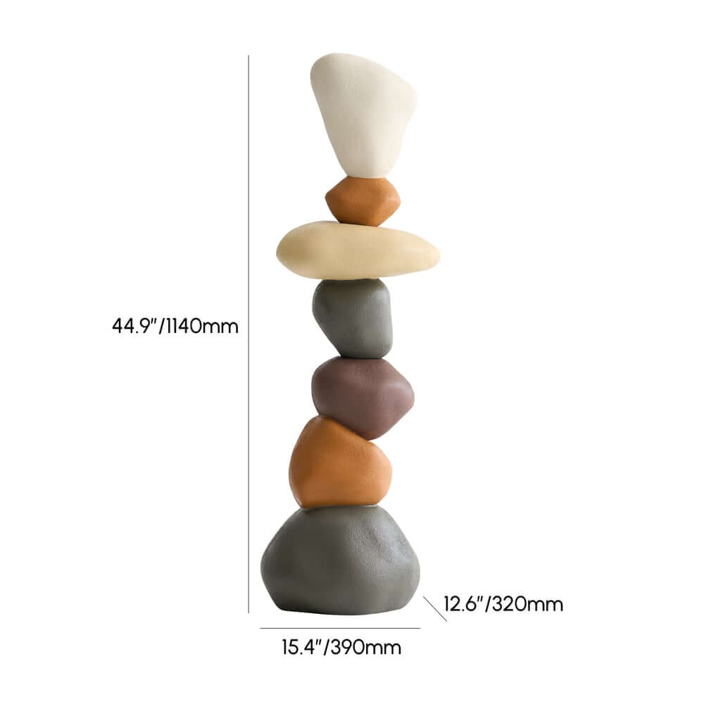 Modern Resin Rock Sculpture – Multi-Color Stacked Stone Floor Accent Dimensions