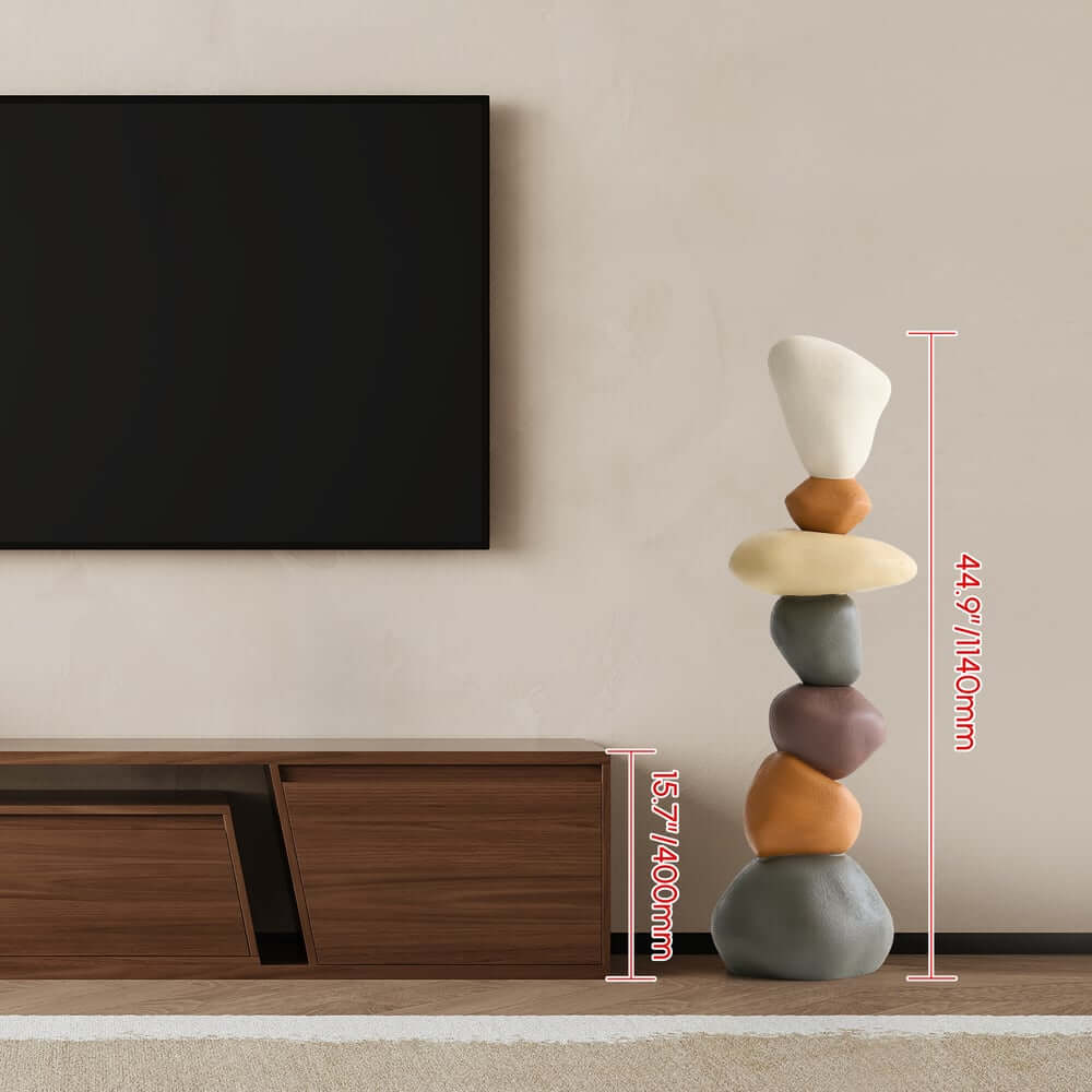 Modern Resin Rock Sculpture – Multi-Color Stacked Stone Floor Accent Dimensions