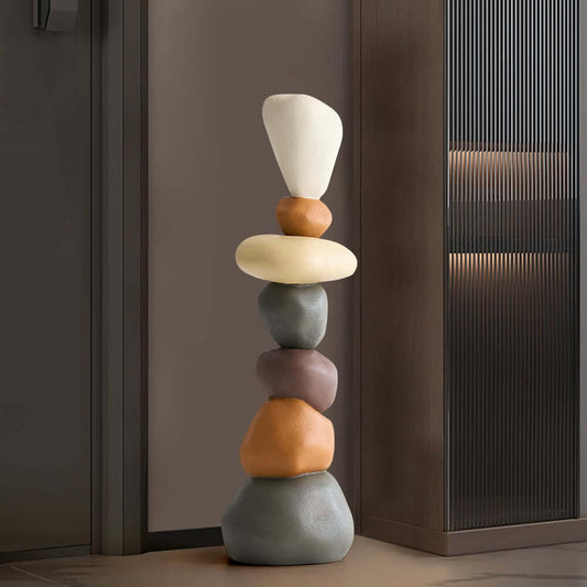 Modern Resin Rock Sculpture – Multi-Color Stacked Stone Floor Accent Main Product Image