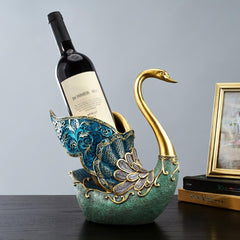 Modern Resin Swan Wine Rack - Freestanding Countertop Display