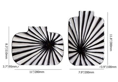 Modern Resin Vase Set with Abstract Black and White Stripes Dimensions