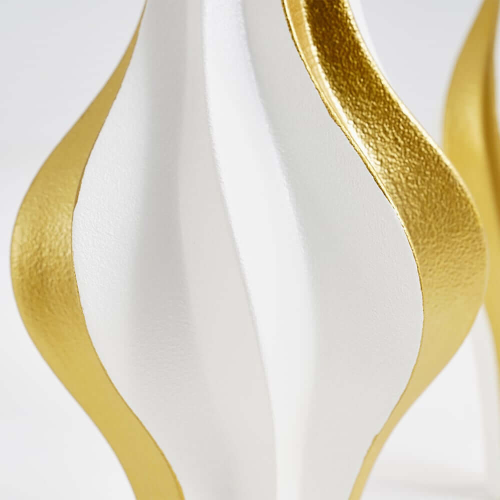 Modern Resin Vase Set with White and Gold Abstract Design