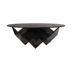 Modern Round Acrylic Coffee Table - Black, Abstract Base