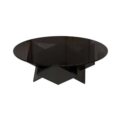 Modern Round Acrylic Coffee Table - Black, Abstract Base