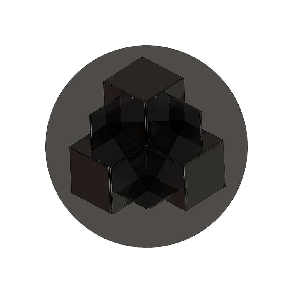 Modern Round Acrylic Coffee Table - Black, Abstract Base