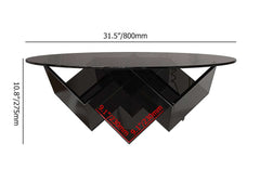 Modern Round Acrylic Coffee Table - Black, Abstract Base Dimensions