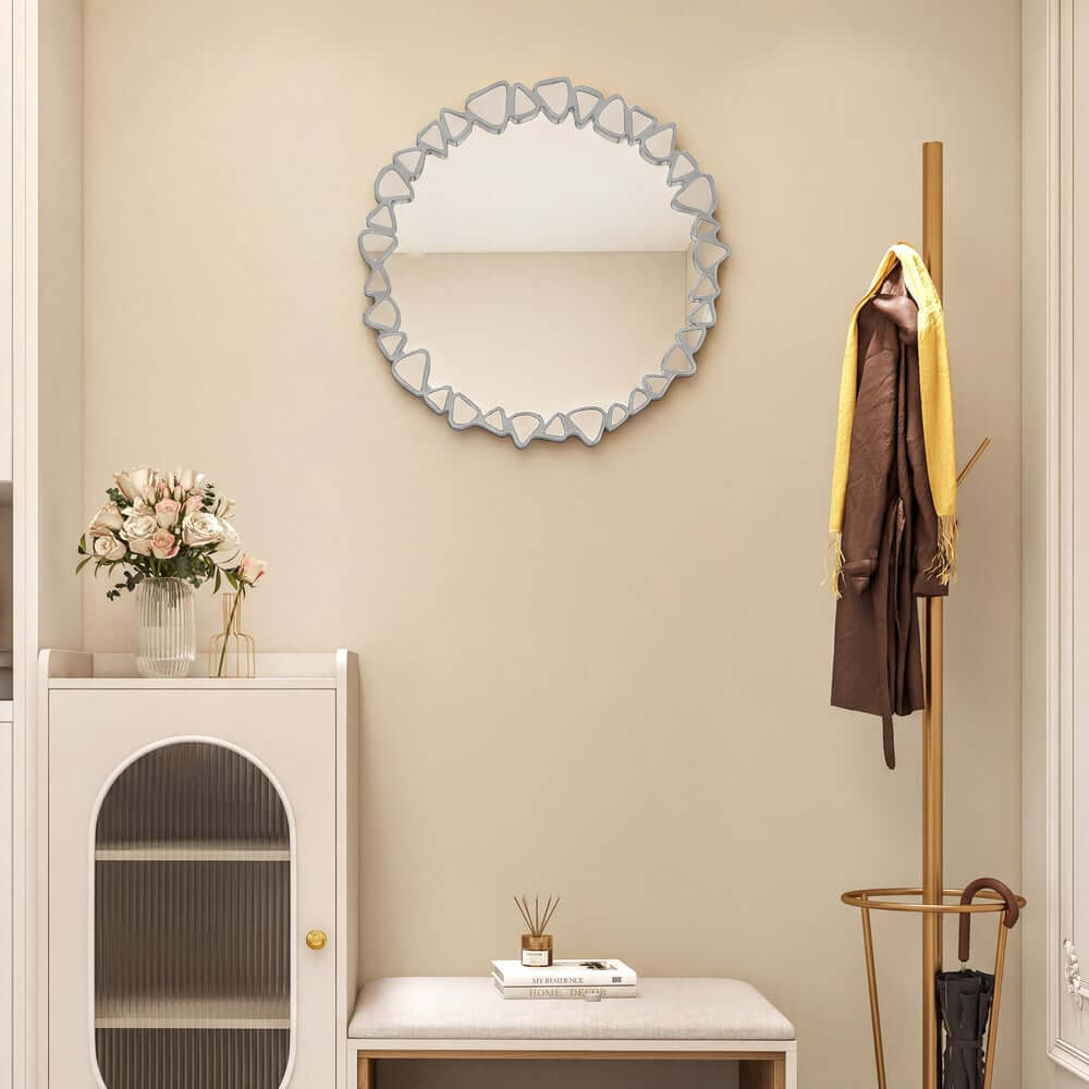 Modern Round and Rectangle Accent Mirror with Gold Resin Frame