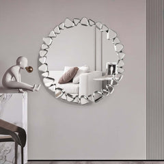 Modern Round and Rectangle Accent Mirror with Gold Resin Frame