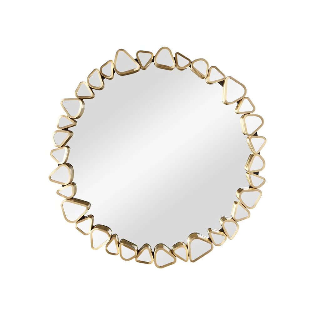 Modern Round and Rectangle Accent Mirror with Gold Resin Frame